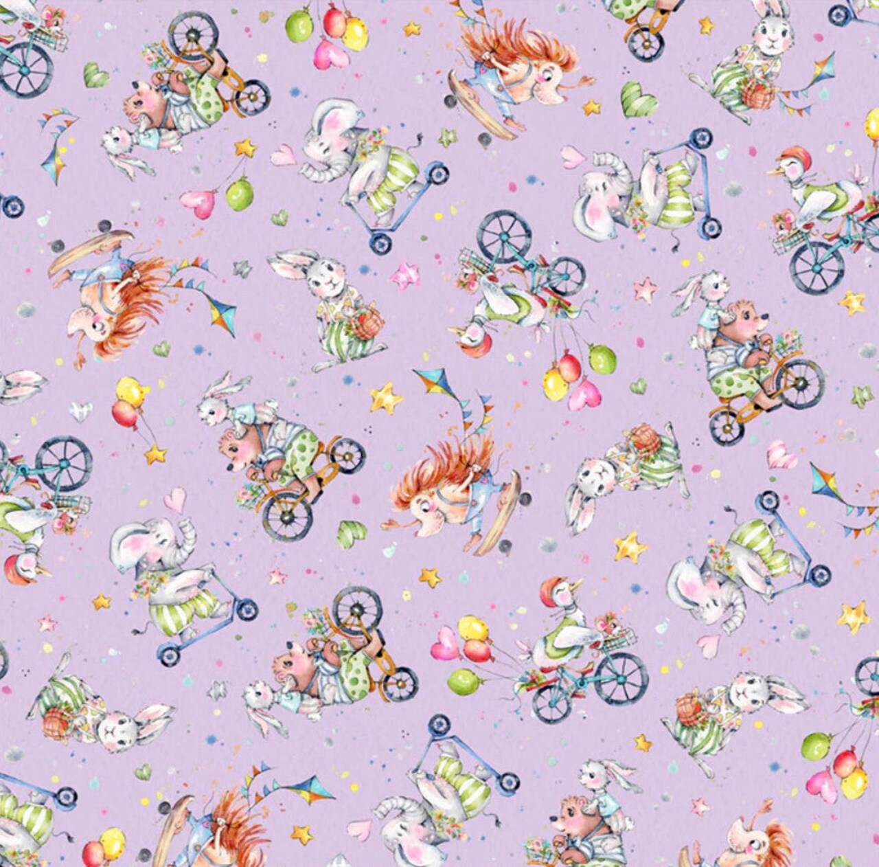 P & B Textiles Whiskerville Bike Toss Baby 100% Cotton By the Yard